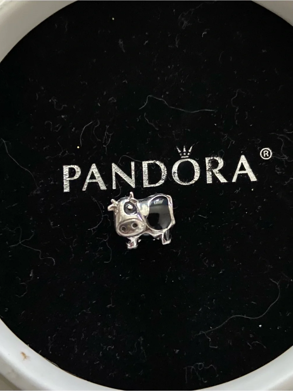 Pandora Black & Silver Cow Charm Bead